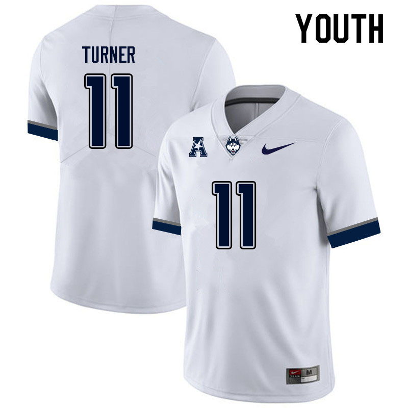Youth #11 Zion Turner Uconn Huskies College Football Jerseys Sale-White